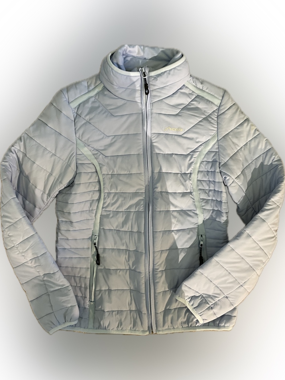Phenix Women's Light blue Quilted Puffer Jacket; size 8
